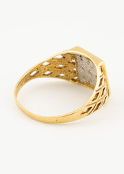 Vintage Men's 0.10tcw Diamond Crosshatch Pattern Signet Ring 9ct Gold
