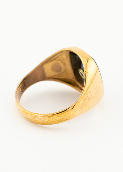 Vintage Diamond & Onyx Mens Signet Ring 9ct Gold