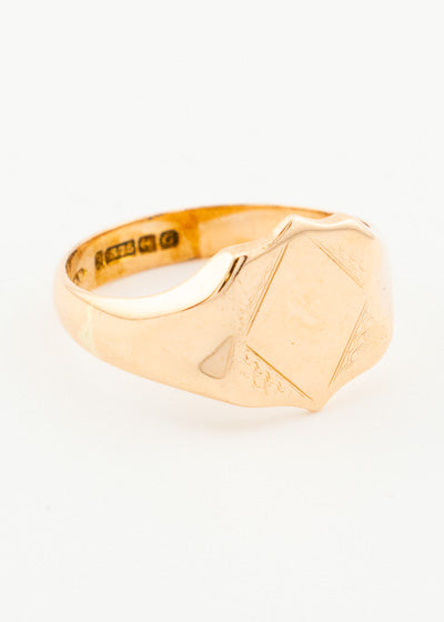Antique 1931 Mens Shield Signet Ring 9ct Rose Gold