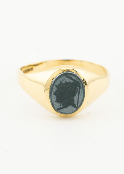 Antique Black Cameo Ring 9ct