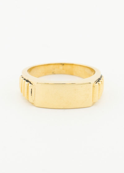 Contemporary Men's Rectangular Chamfered Band Ring 9ct Gold
