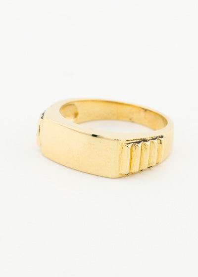 Contemporary Men's Rectangular Chamfered Band Ring 9ct Gold