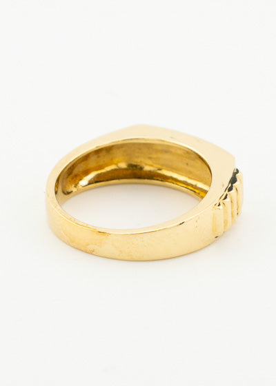 Contemporary Men's Rectangular Chamfered Band Ring 9ct Gold