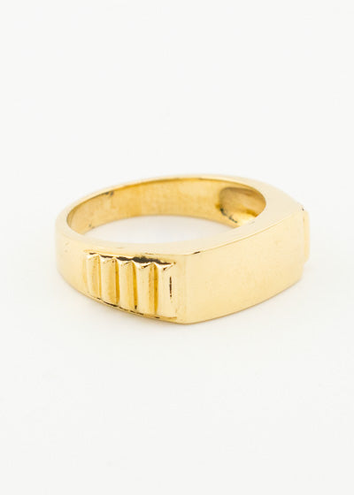 Contemporary Men's Rectangular Chamfered Band Ring 9ct Gold