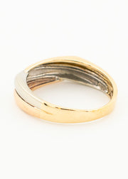 Tri-Colour Overlapping Band Ring 9ct Yellow, White, Rose Gold