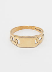 Vintage Chain Link Rectangular Signet Ring 9ct Gold