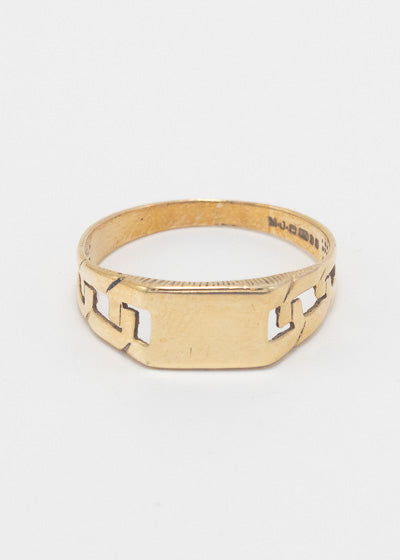 Vintage Chain Link Rectangular Signet Ring 9ct Gold