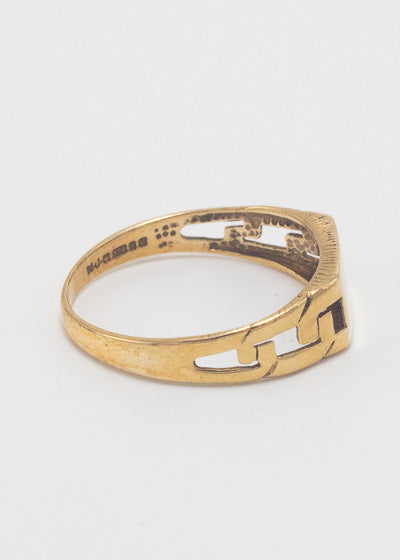 Vintage Chain Link Rectangular Signet Ring 9ct Gold