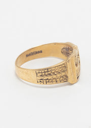 Vintage Patterned Buckle Ring 9ct Gold