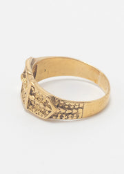 Vintage Patterned Buckle Ring 9ct Gold