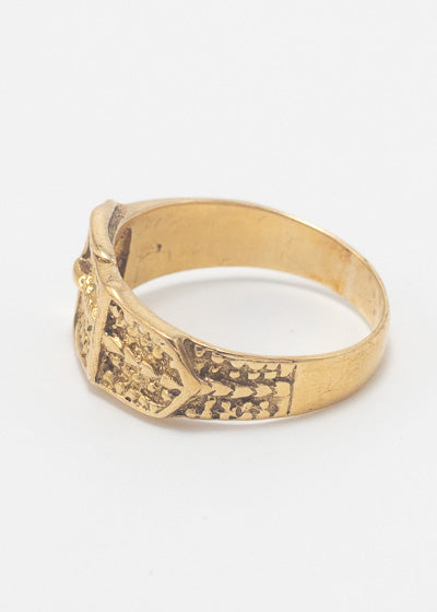 Vintage Patterned Buckle Ring 9ct Gold