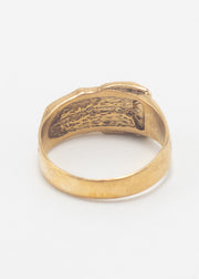 Vintage Patterned Buckle Ring 9ct Gold