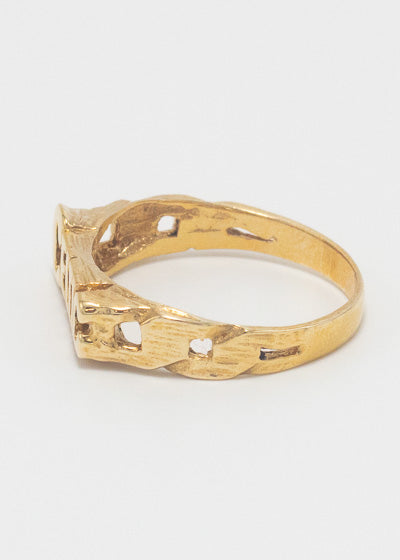 Vintage Link & Bark Textured Celtic Ring 9ct Gold